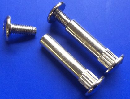 555NP37-5 Heavy Duty Connecting Bolt Nickel Plated M8 Body, M6 Thread  Sleeve 37mm, Bolt 14mm sold in lots of 5,000
